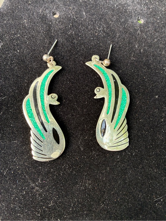 alpaca Jewelry - Alpaca Silver Swan Bird Drop Earrings